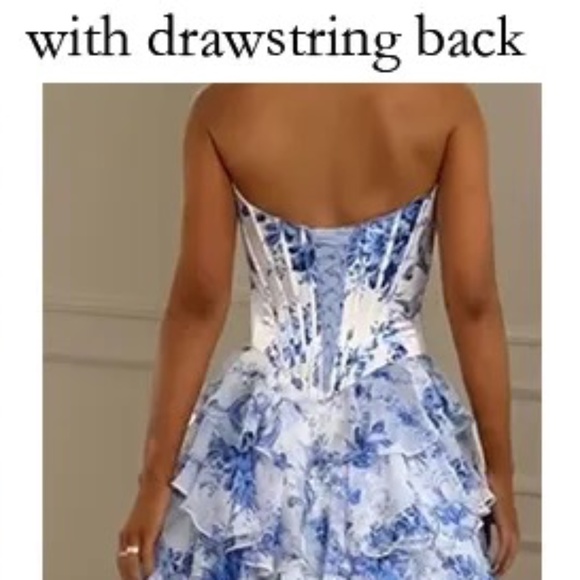 BABYONLINE STRAPLESS CHIFFON A-LINE PROM DRESS BLUE XS - Picture 14 of 15